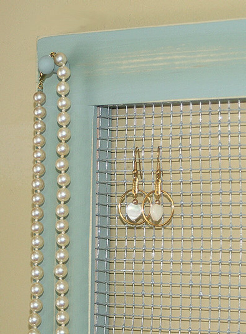 Earring Frame Holder Wall Organizer Necklace Hanging Large Gray Jade