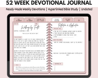 Bible Devotional Christian Digital Journal Ready-Made Weekly Devotions | Hyperlinked iPad Study & Prayer Journal