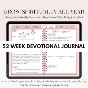 Bible Devotional Christian Digital Journal Ready-Made Weekly Devotions | Hyperlinked iPad Study & Prayer Journal