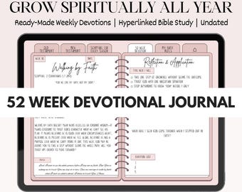 Bible Devotional Christian Digital Journal Ready-Made Weekly Devotions | Hyperlinked iPad Study & Prayer Journal