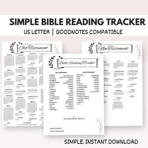 Simple Bible Tracker – Printable Black & White , 3-Page Reading Log |Minimalist Scripture Tracker