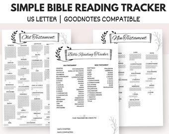 Simple Bible Tracker – Printable Black & White , 3-Page Reading Log |Minimalist Scripture Tracker