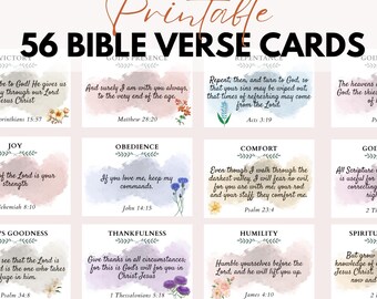56 Bible Verses Cards Printable | Scripture Cards | Memory Verse Card PDF