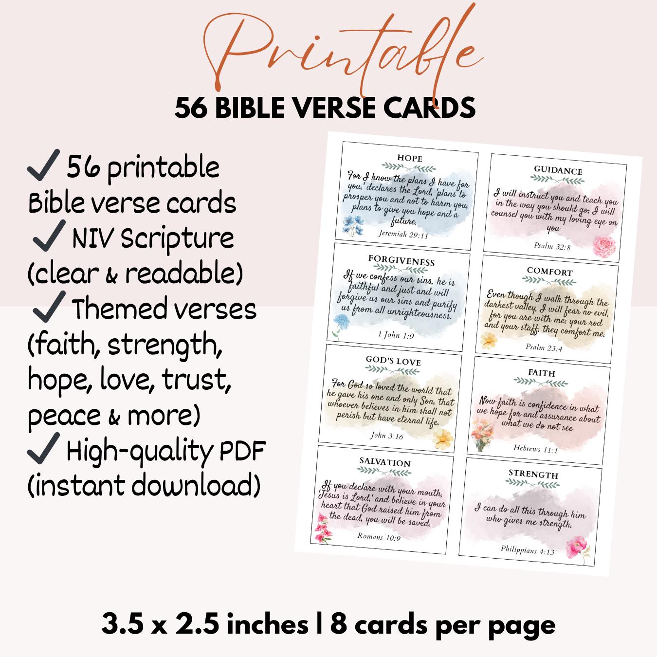 56 Bible Verses Cards Printable | Scripture Cards | Memory Verse Card ...