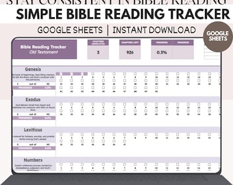 Bible Reading Tracker for Google Sheets | Digital Bible Planner | Christian Journal Spreadsheet