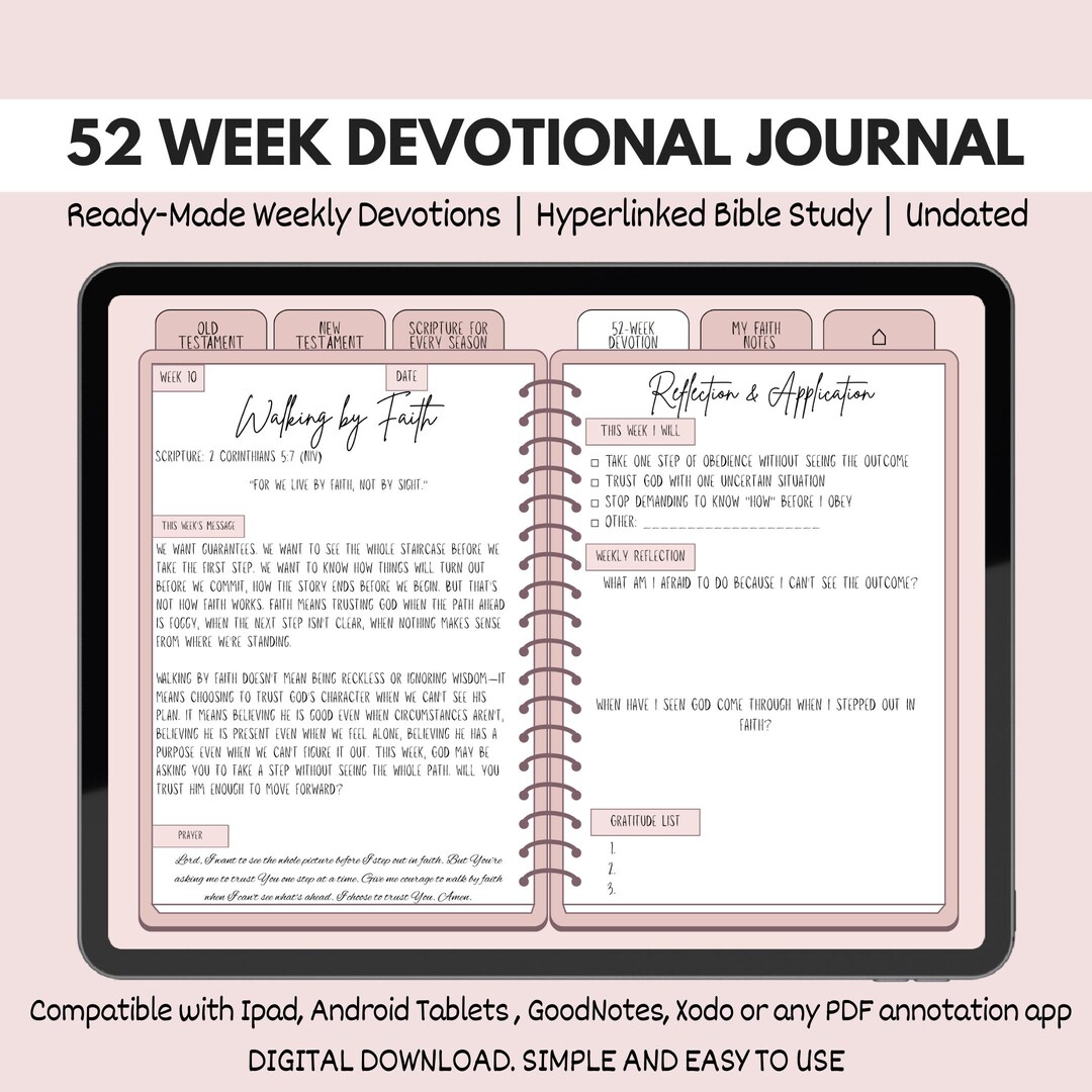 Weekly Devotional Example Bible Devotional Christian Digital Journal Ready-made Weekly Devotions ...