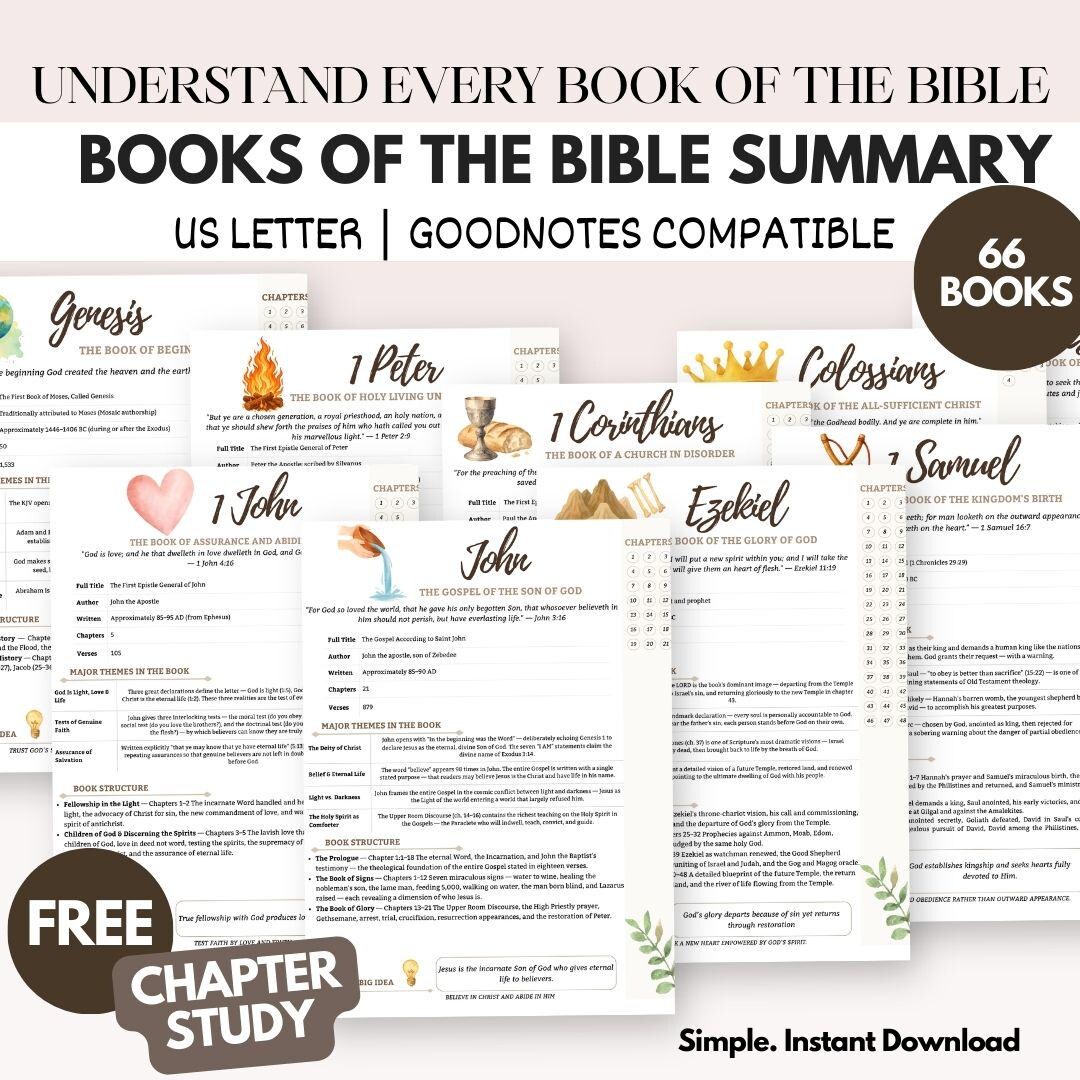 Bible Book Summary Printable | Chapter Study, Digital Journal (PDF ...