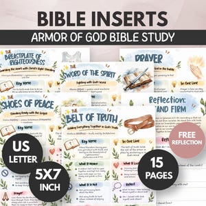 Armor of God Bible Study Insert KJV | Printable Bible Tip-Ins 5x7 |  Loaded Bible Insert | GoodNotes PDF Download