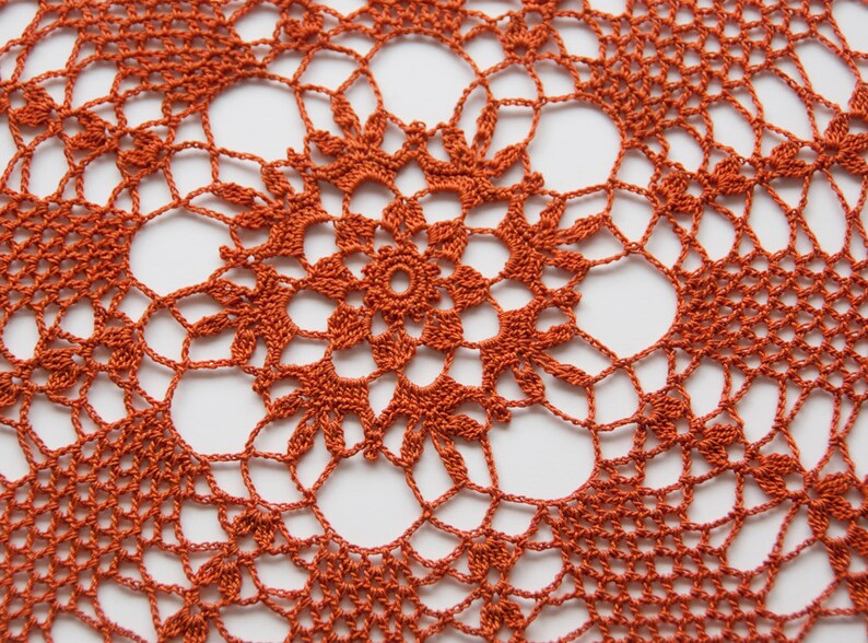 Crochet Doily tabletop decor lace centerpiece rust harvest Etsy