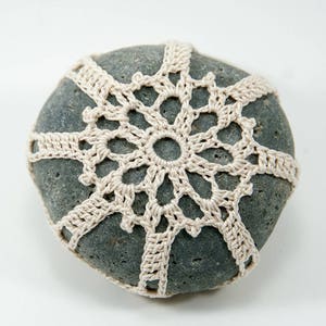 Crochet Stone Pattern, DIY, Lace Stone Cover Pattern, Rock Cozy Pattern, Two Small Stones, Beach house decor, Tabletop decor, bowl element image 6