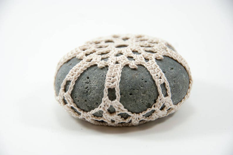 Crochet Stone Pattern, DIY, Lace Stone Cover Pattern, Rock Cozy Pattern, Two Small Stones, Beach house decor, Tabletop decor, bowl element image 7