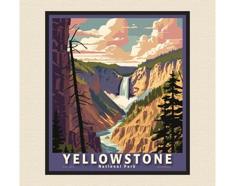Yellowstone National Park Falls Wyoming Art Poster