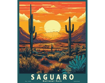 Saguaro National Park Serigraph Sticker 4x4.5 inches