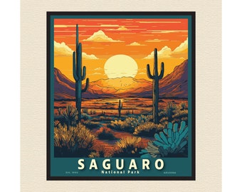 Saguaro National Park Arizona Art Poster