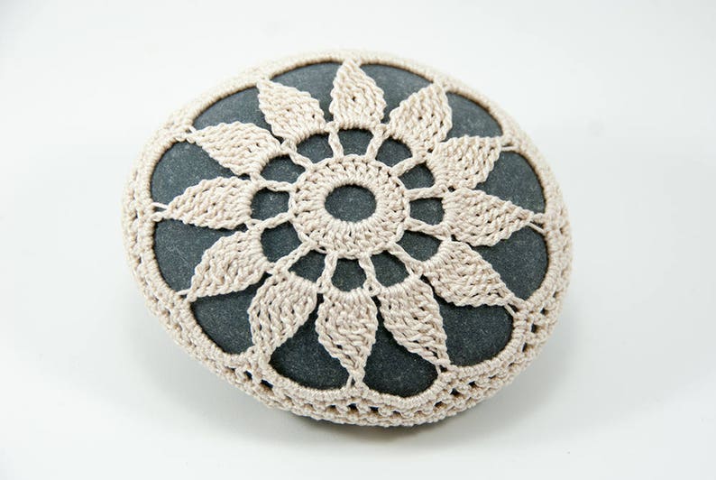 Crochet Stone Pattern, DIY, Lace Stone Cover Pattern, Rock Cozy Pattern, Two Small Stones, Beach house decor, Tabletop decor, bowl element image 2