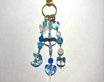 Blue Lollipop Beaded Keychain – Iridescent Fairycore Y2K Charm
