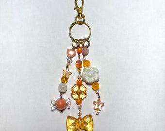 Orange Lollipop Beaded Keychain – Iridescent Fairycore Y2K Charm