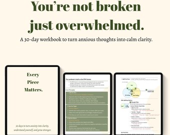 Every Piece Matters | Anxiety & Emotion Tracker | Printable Self Care Journal_87-Page Workbook PDF