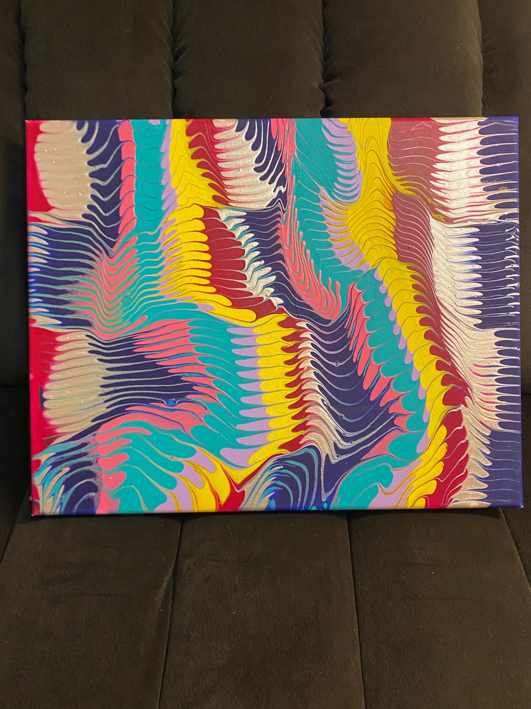 Comb Method Abstract Painting: Colorful Fluid Art - Etsy