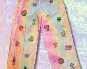 Trippy Rainbow Pride Harem Pants, S/M Unisex