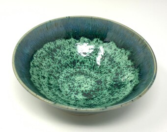 Handcrafted Stoneware Bowl with Enchanted Forest Green Glaze