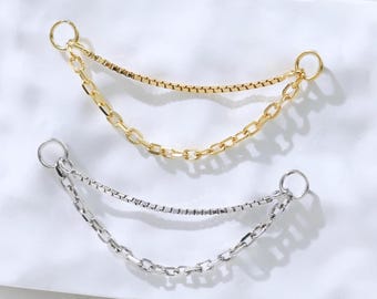 Double Layer Sterling Silver Chain | Helix & Nose Piercing Attachment