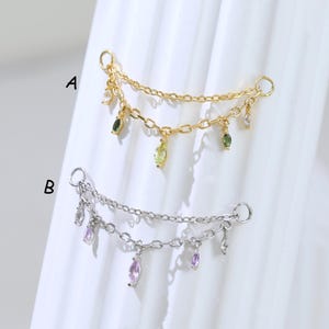 Peridot mit Grüner Turmalin Kette |  Sterling Silber Aufsatz | Ohr, Nasenpiercing