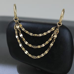 Chaîne de nez pendante triple épaisseur en argent sterling | Chaîne à lèvres plaquée or 14 carats | Chaîne à barres industrielle Cartilage Helix Conch