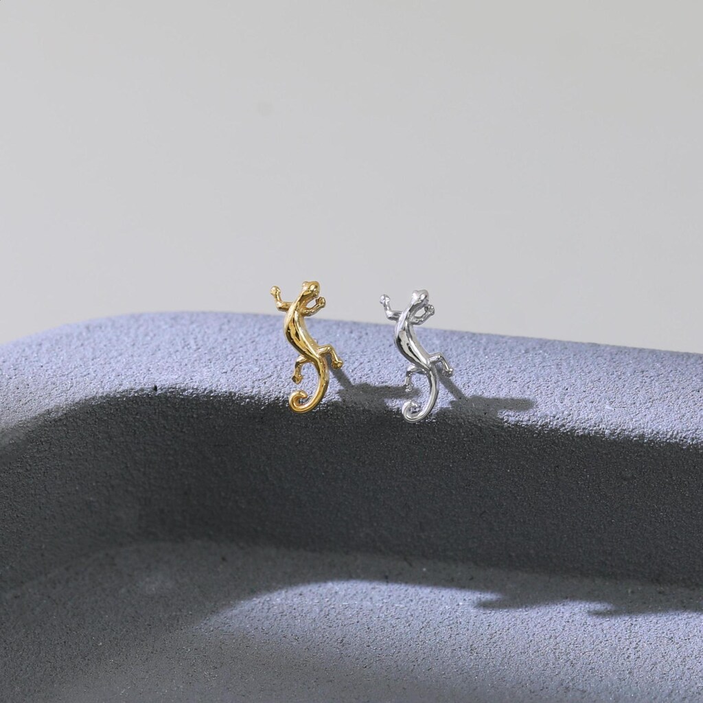 NKlaus Orecchini A Perno Geco In Argento 925 – 23mm, Gioielli Originali A Forma Di Lucertola/Salamandra, Stile Gotico E Naturale, Coppia