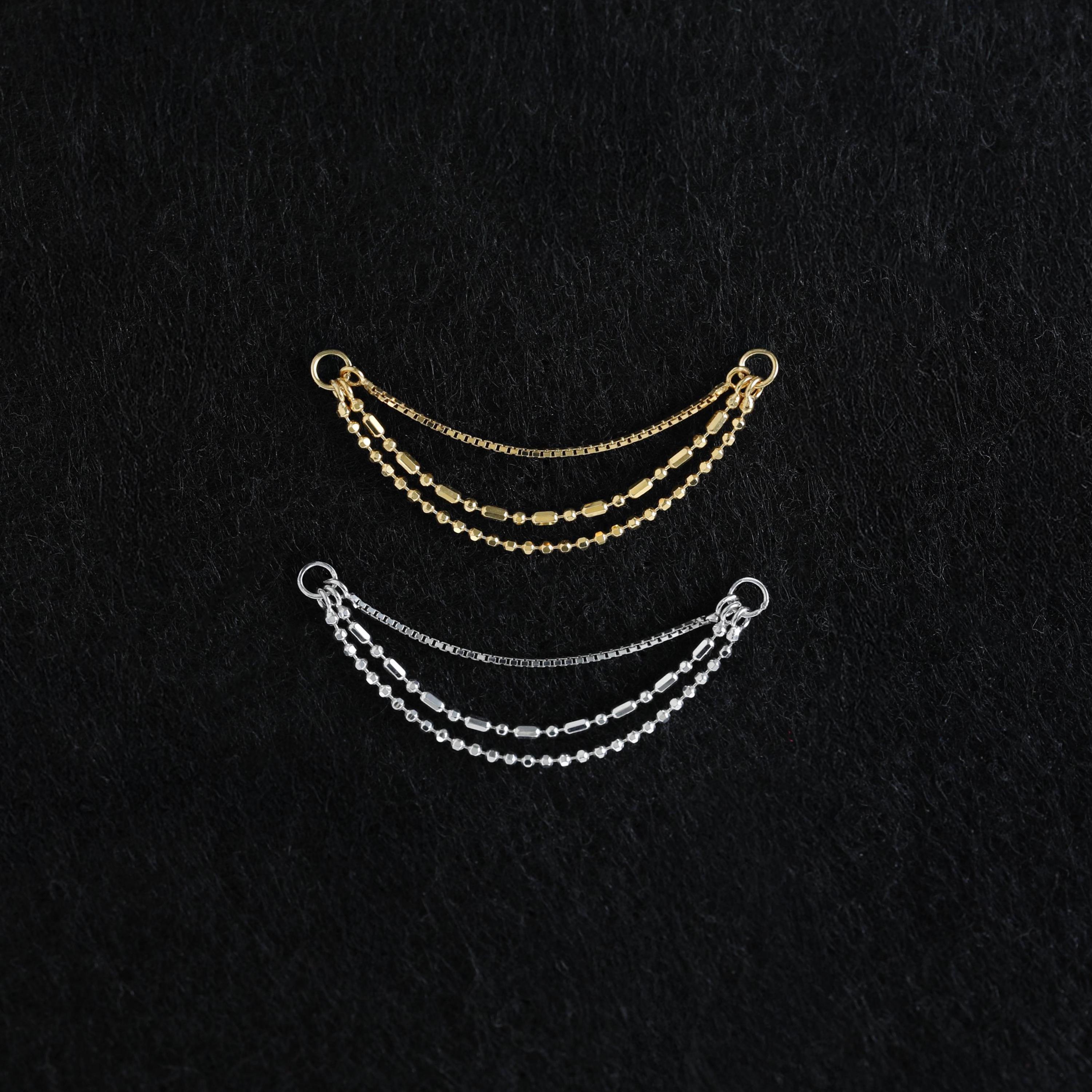 Triple Layer Sterling Silver Dangle Multi Chain Connector, Box & Bead ...