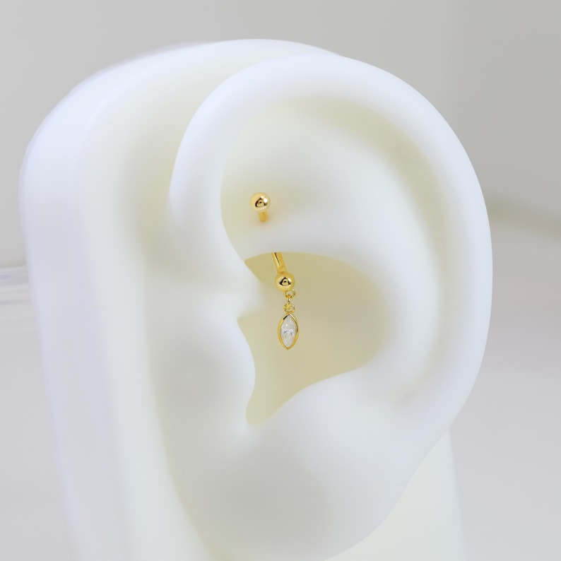Dangle Rook Earring Moissanite Sterling Silver Rook Earring | Diamond Dangle Navel Ring ...