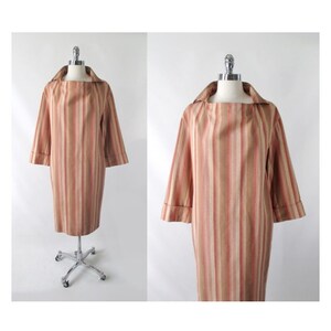 Vintage Halston III Striped Avant Garde Silk Dress M image 2