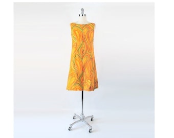 Vintage 60s Paisley Chiffon MOD Party Dress XS | S