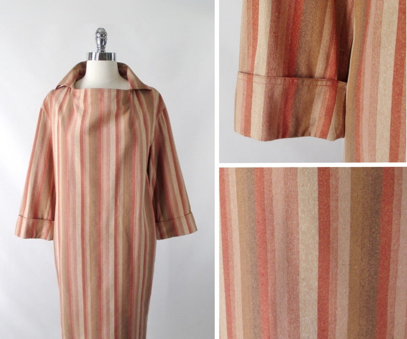 Vintage Halston III Striped Avant Garde Silk Dress M image 4