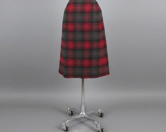 Vintage 60s Red & Green Plaid Pendleton Skirt S