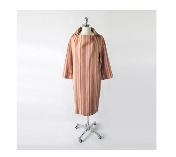 Vintage Halston III Striped Avant Garde Silk Dres… - image 1