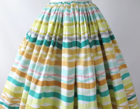 Vintage 50s Atomic Stripe Alex Coleman Full Skirt… - image 5