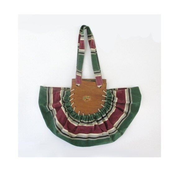 Vintage 40s Falsa Stripe Bonnie Style Canvas & Woo