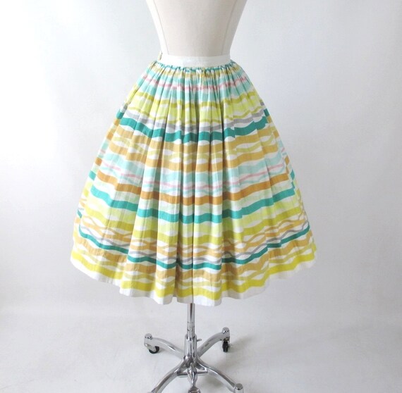 Vintage 50s Atomic Stripe Alex Coleman Full Skirt… - image 4