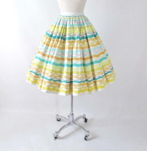 Vintage 50s Atomic Stripe Alex Coleman Full Skirt… - image 3