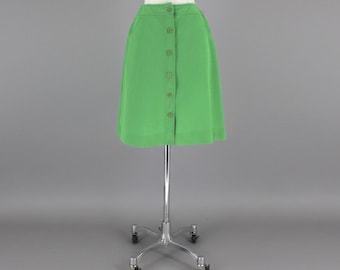 Vintage 60s Lime Green Button Front Skirt S