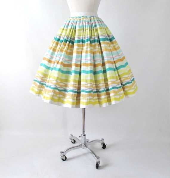 Vintage 50s Atomic Stripe Alex Coleman Full Skirt… - image 2