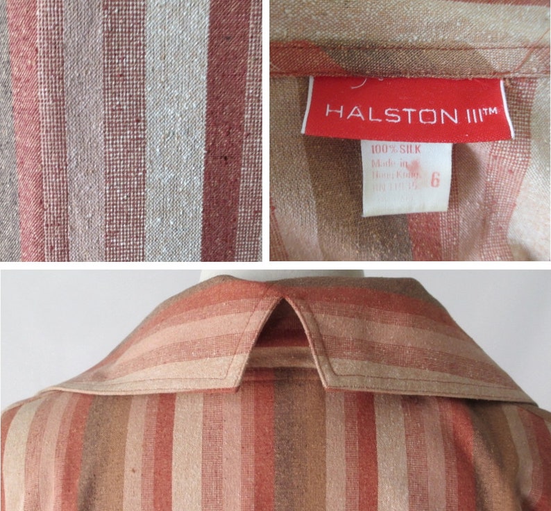Vintage Halston III Striped Avant Garde Silk Dress M image 5