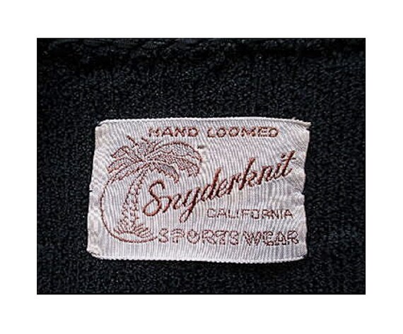 Vintage 50s Black Knit Ribbon Dress | Removable R… - image 5