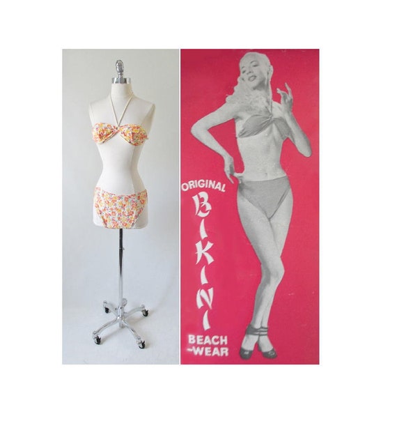 Vintage 50s Rare Original Bikini In Tube Swimsuit