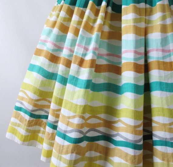 Vintage 50s Atomic Stripe Alex Coleman Full Skirt… - image 7