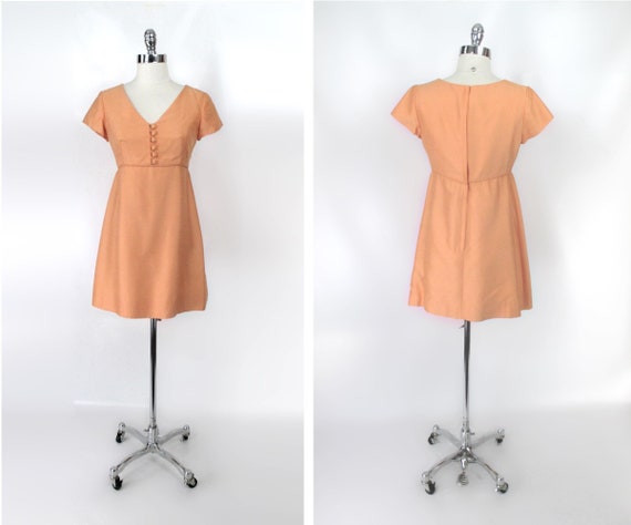 Vintage 60s Peach Mini Party Dress & Jacket Set S - image 2