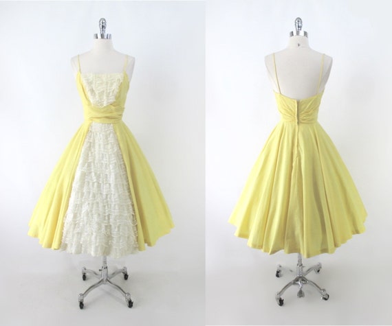 Vintage 50s Sunny Yellow & Lace Lilli Diamond Par… - image 2