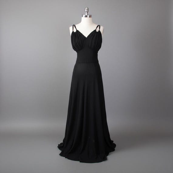 vintage black evening dresses Black Vintage Long Polka Dot Prom Dress Formal Dress