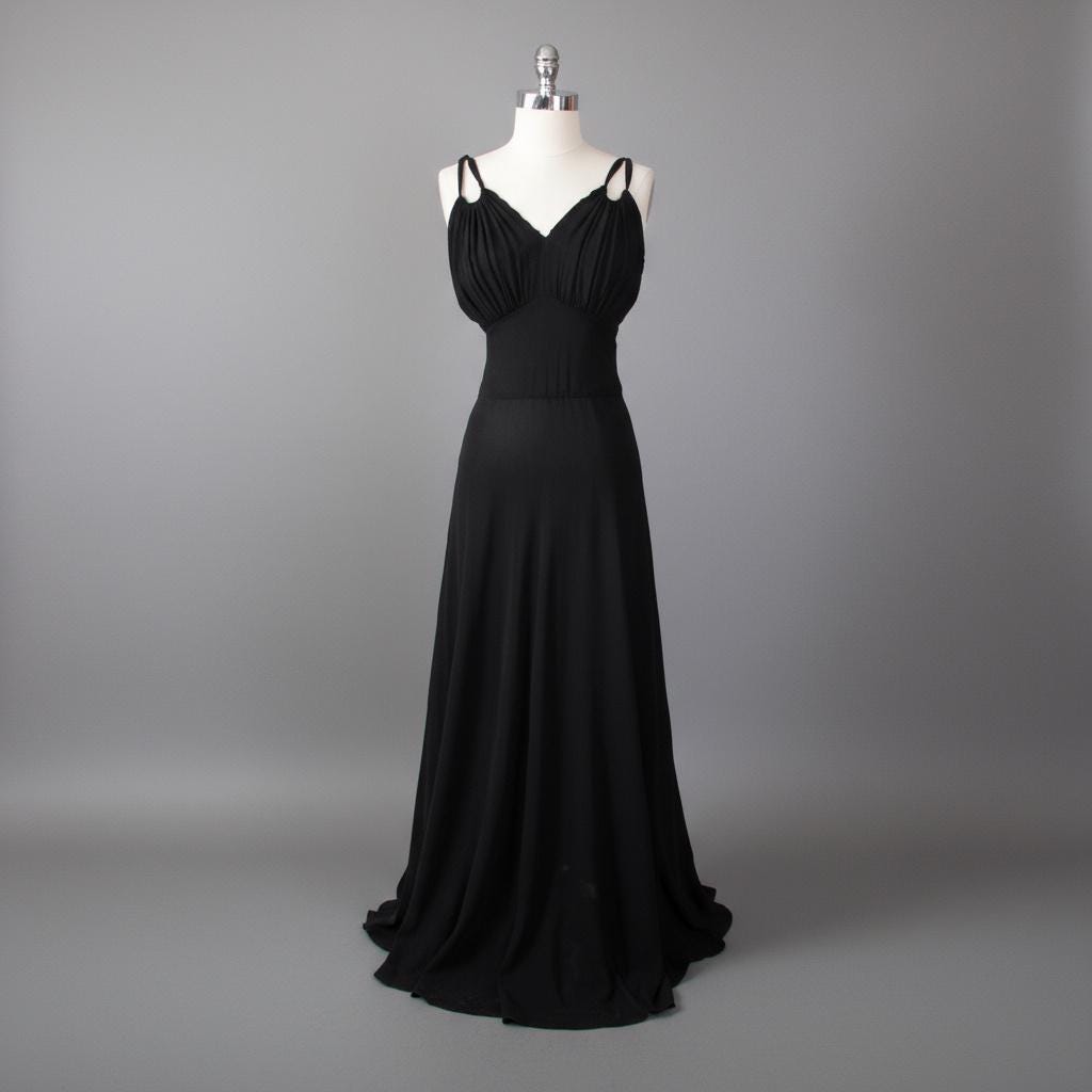 1940's casablanca black evening dress 1940's Knitted Dress, Long or Short, Stunning, Digital Download main image 0